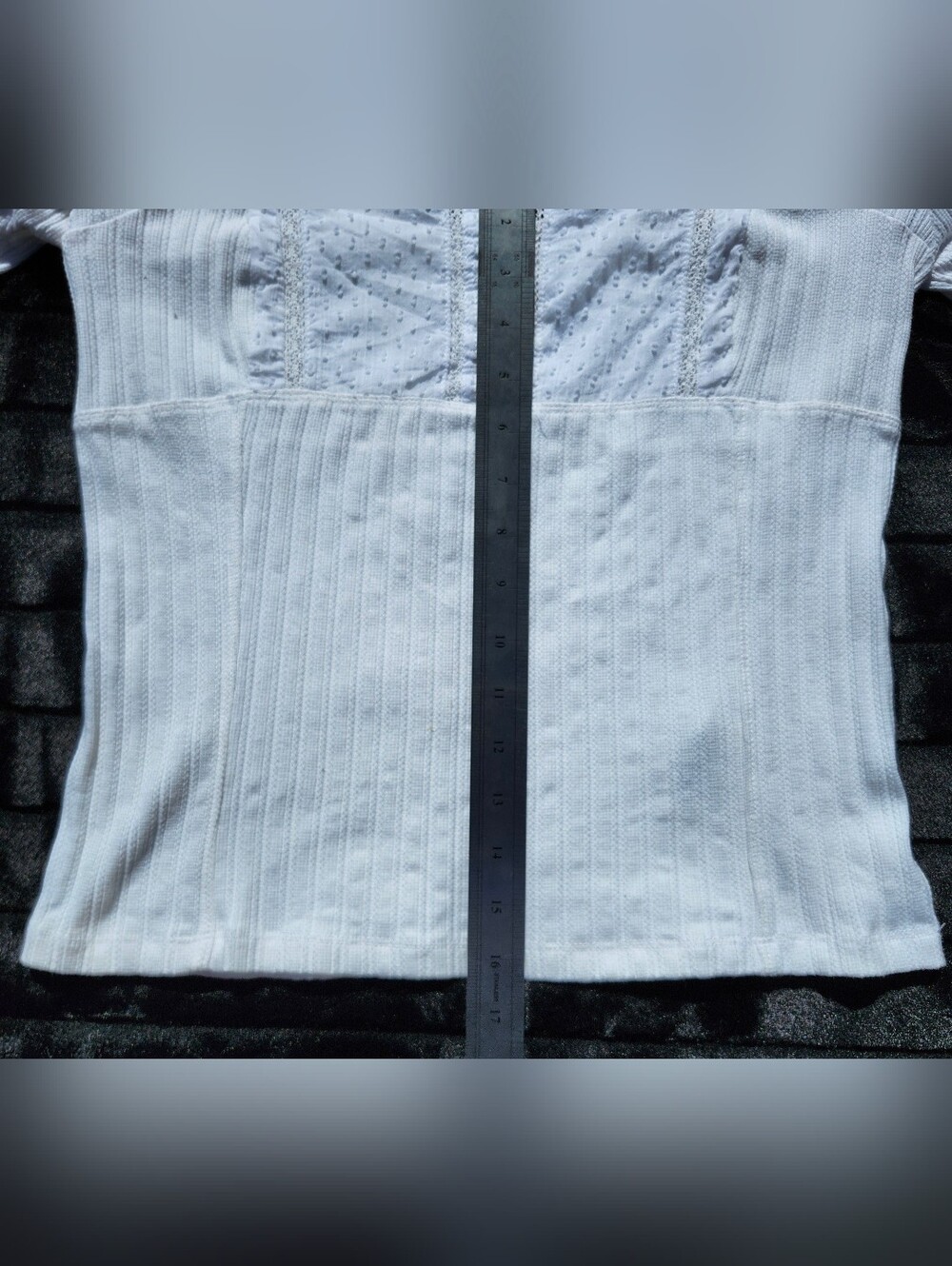 Free People Sugar Sugar White Ribbed Long Sleeve Top Size LARGE - Picture 5 of 10
